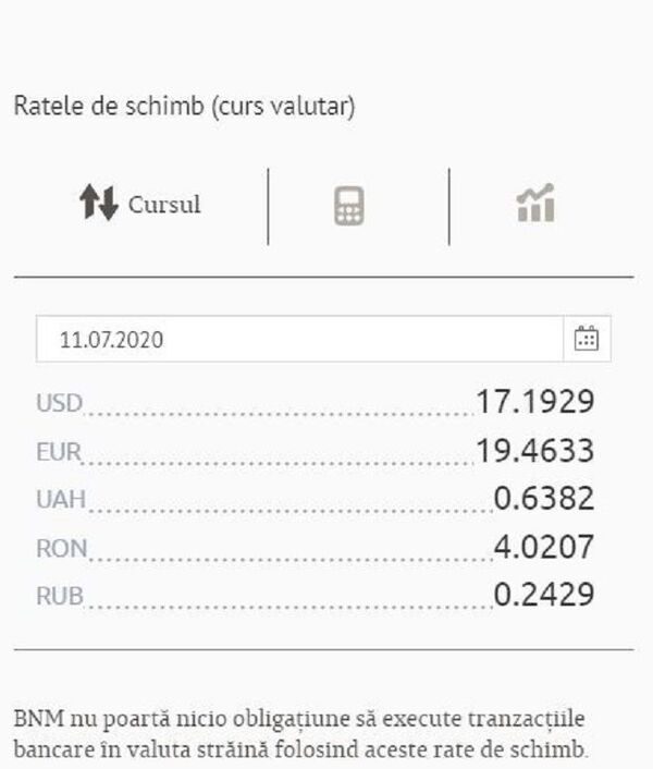 Curs valutar BNM pentru 11 iulie: Iată cât costă euro și dolarul în weekend Curs valutar BNM pentru 11 iulie: Iată cât costă euro și dolarul în weekend - Sputnik Moldova