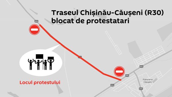 Traseul Chișinău-Căușeni (R30) blocat de protestatari - Sputnik Moldova