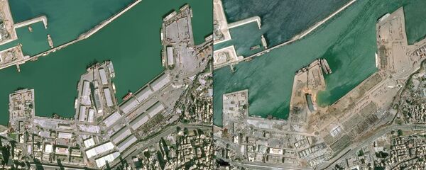 Снимки порта в Бейруте со спутника до и после взрыва  - Sputnik Moldova-România
