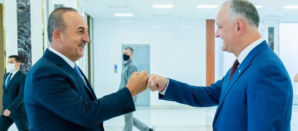 Министр иностранных дел Турции Мевлют Чавушоглу и президент Молдовы Игорь Додон, август 2020 год  - Sputnik Молдова