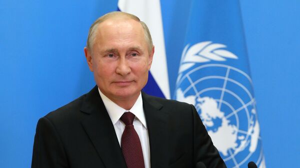 Выступление президента РФ В. Путина с видеообращением на 75-й сессии Генассамблеи ООН - Sputnik Moldova