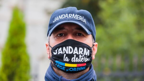 Jandarm, proteste, Iași, carantină, coronavirus - Sputnik Moldova