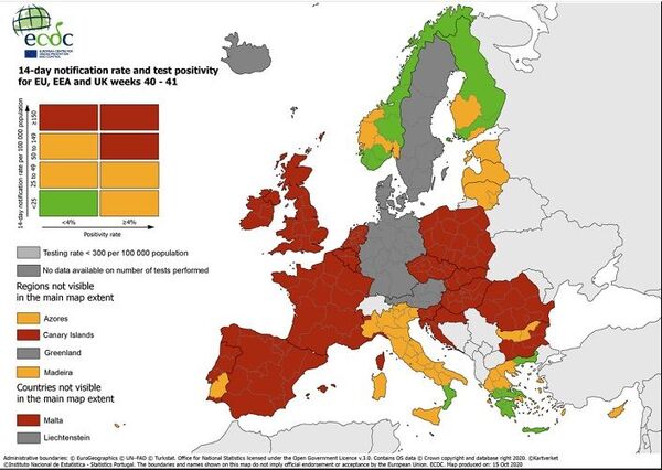 Noua hartă Covid-19: Ţările europene plasate în zona roşie Noua hartă Covid-19: Ţările europene plasate în zona roşie - Sputnik Moldova