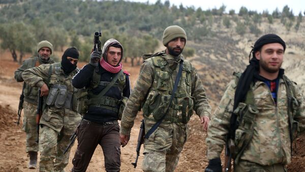 Поддерживаемые Турцией сирийские боевики в районе холма Барсая (24 января 2018). Сирия - Sputnik Молдова