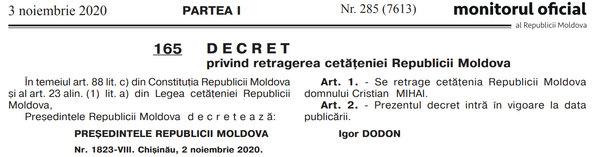 Cristian Rizea a rămas fără cetățenia Moldovei: Dodon a semnat decretul Cristian Rizea a rămas fără cetățenia Moldovei: Dodon a semnat decretul - Sputnik Moldova
