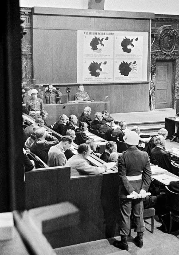 В зале заседаний Международного военного трибунала. Нюрнбергский процесс - Sputnik Moldova-România