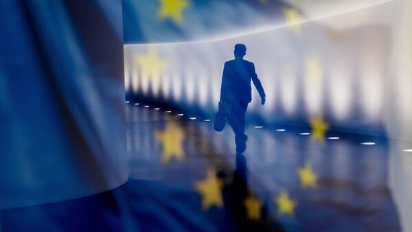 Отражение мужчины на фоне флага ЕС - Sputnik Moldova