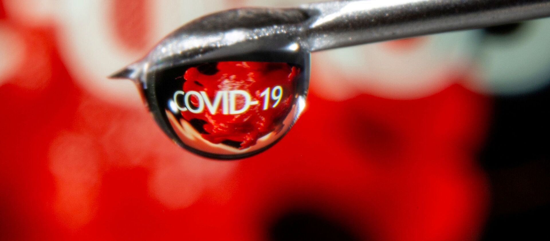 Слово COVID-19 отражено в капле на игле шприца - Sputnik Молдова, 1920, 04.12.2020