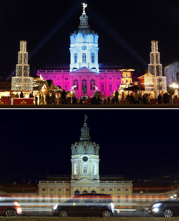 Комбо-фото рождественской ярмарки в Берлине, 2008 и 2020 годы - Sputnik Moldova-România