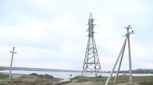 Опора высоковольной ЛЭП на берегу озера в Комрате. - Sputnik Молдова