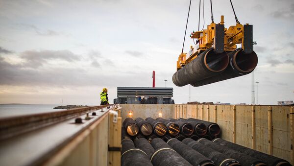 Трубы для строительства газопровода Северный поток — 2 в порту Мукран, Германия - Sputnik Moldova-România