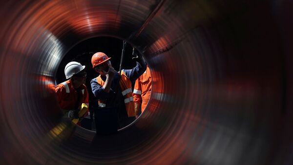 Рабочие на строительной площадке газопровода Северный поток-2, недалеко от города Кингисепп (5 июня 2019). Ленинградская область - Sputnik Молдова