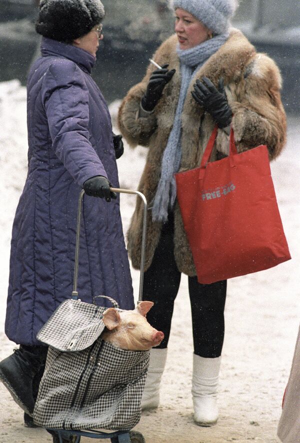Locuitori ai orașului Moscova înainte de Anul Nou. Anul 1987.  - Sputnik Moldova