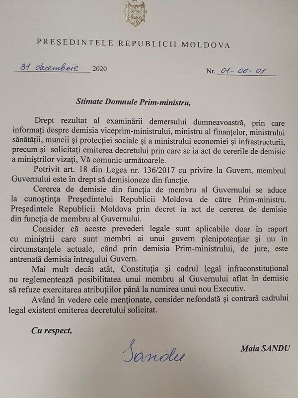 Document - Maia Sandu nu a dorit să renunțe la miniștri lui Chicu Document - Maia Sandu nu a dorit să renunțe la miniștri lui Chicu - Sputnik Moldova