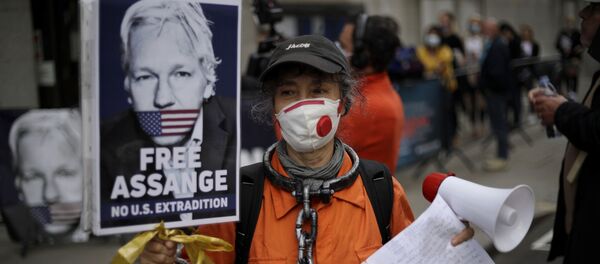 Плакат в поддержку Джулиана Ассанжа Плакат в поддержку Джулиана Ассанжа - Sputnik Moldova-România