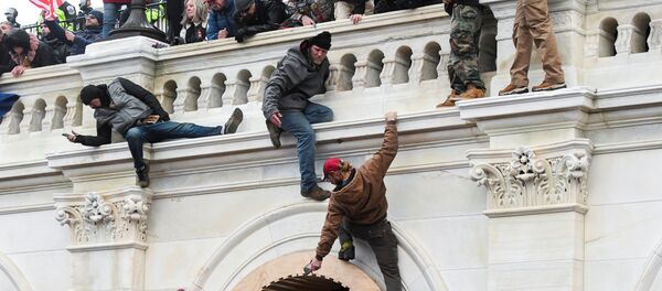 Participanții la protestul susținătorilor actualului președinte american Donald Trump în fața clădirii Congresului din Washington Participanții la protestul susținătorilor actualului președinte american Donald Trump în fața clădirii Congresului din Washington - Sputnik Moldova-România