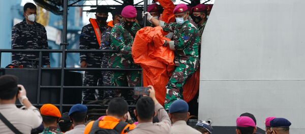 Индонезийские спасатели несут то, что, предположительно, является останками самолета Sriwijaya Air - Sputnik Молдова