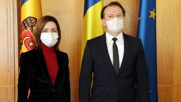 Președintele Republicii Moldova, Maia Sandu, și premierul român, Florin Cîțu. București, 3 februarie 2021 - Sputnik Moldova-România