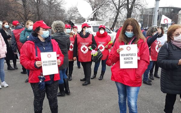 Protest SANITAS în fața Guvernului României - Sputnik Moldova-România