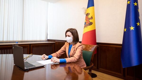 Майя Санду  в ходе онлайн- встречи с главой ВОЗ - Sputnik Молдова