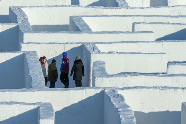 Посетители гигантского снежного лабиринта в Канаде - Sputnik Moldova