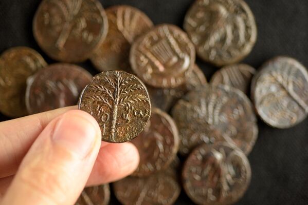 Древние израильские монеты, найденные в Иудейской пустыне  - Sputnik Moldova-România