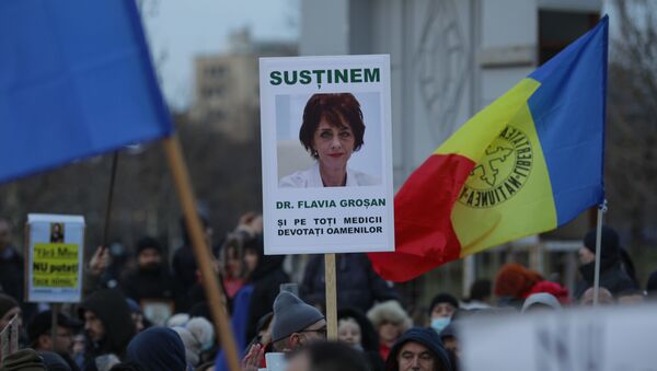 Poster cu mesaj de susținere pentru doctorul Flavia Groșan - Sputnik Moldova-România