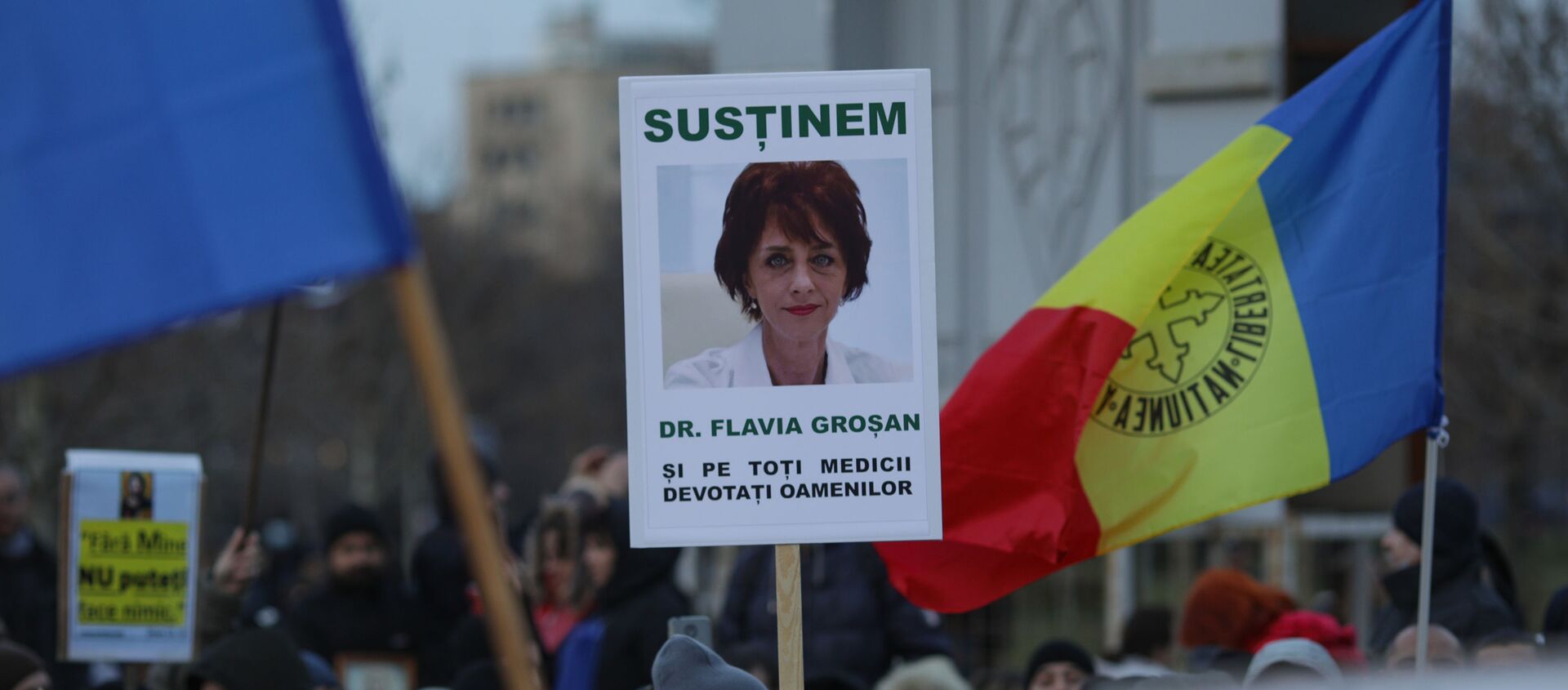 Poster cu mesaj de susținere pentru doctorul Flavia Groșan - Sputnik Moldova-România, 1920, 22.03.2021