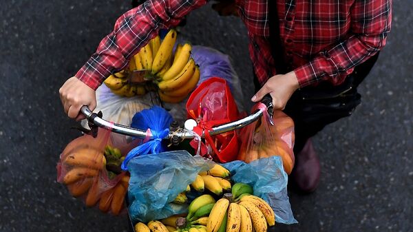 Продавец с бананами на велосипеде в Ханое  - Sputnik Молдова