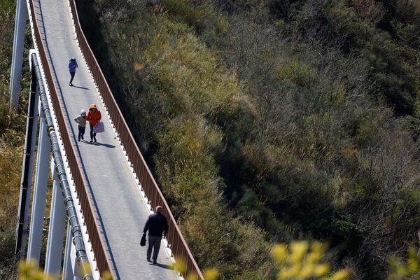 Люди идут по мосту, соединяющему материк с Чивита-ди-Баньореджо - Sputnik Молдова