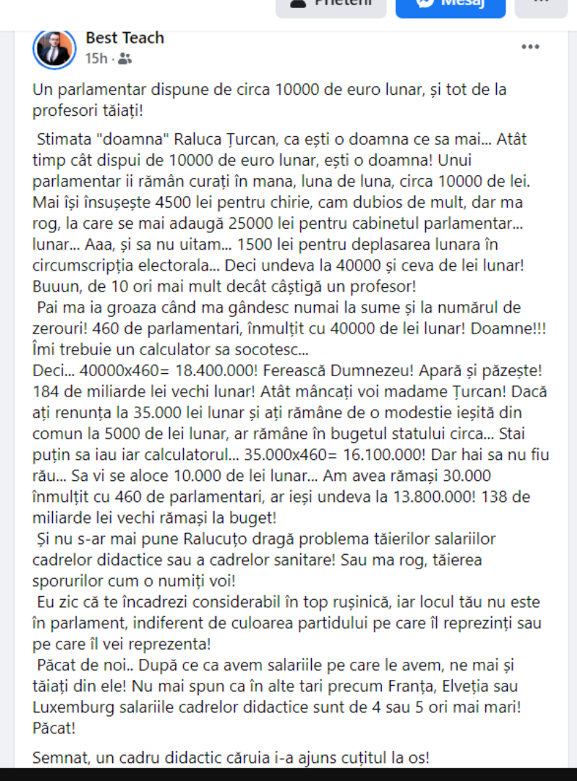 Dascăl, mesaj pentru Turcan: ”Tot de la profesori tăiați!” - Sputnik Moldova-România, 1920, 20.04.2021