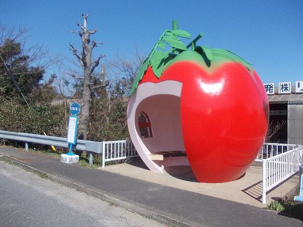 Автобусная остановка в форме яблока в городе Конагаи, префектура Нагасаки, Япония - Sputnik Moldova-România