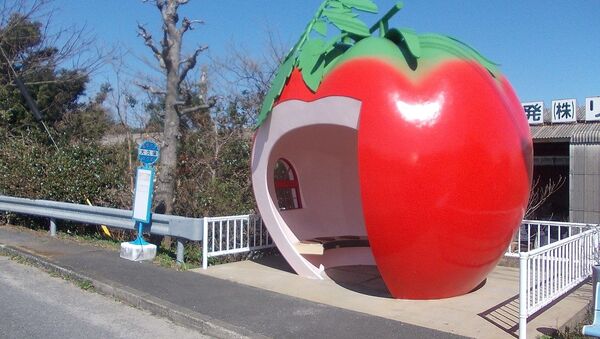 Автобусная остановка в форме яблока в городе Конагаи, префектура Нагасаки, Япония - Sputnik Moldova