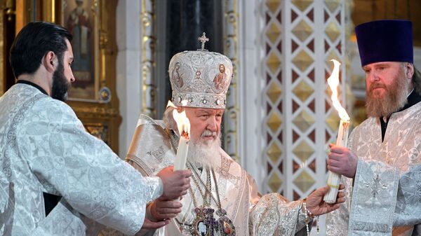 Патриарх Кирилл в храме Христа Спасителя - Sputnik Молдова