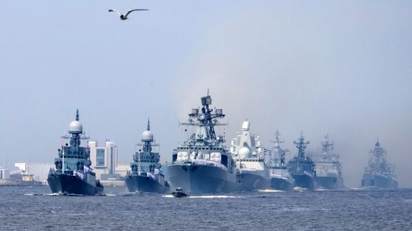 Marina Rusă în timpul pregăririlor pentru parada militară în Marea Baltică - Sputnik Moldova