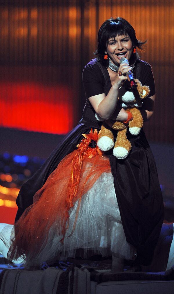 Молдавка Гета Бурлаку выступает во время генеральной репетиции полуфинала Евровидения-2008 на Белградской Арене - Sputnik Moldova