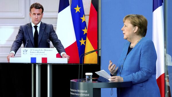 Angela Merkel și Emmanuel Macron - Sputnik Moldova-România