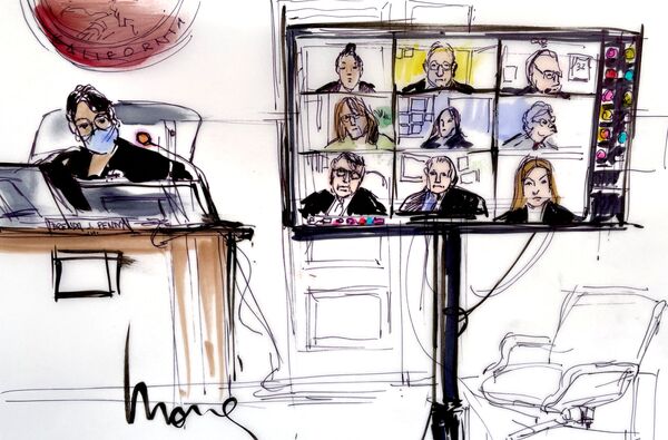  Набросок зала суда судья Бренда Дж. Пенни во время слушания дела об опеке над Бритни Спирс в Лос-Анджелесе - Sputnik Молдова