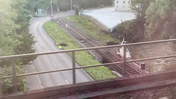 Germany: Floods destroy train tracks, bridge in Stolberg - Sputnik Moldova-România