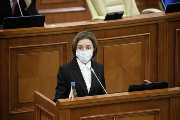Președintele Maia Sandu ține un discurs la ședința de constituire a Parlamentului de Legislatura a XI-a  - Sputnik Moldova