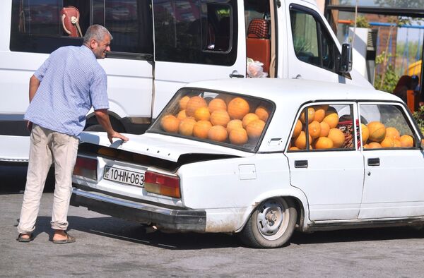 Мужчина у автомобиля с дынями в Зангиланском районе - Sputnik Молдова