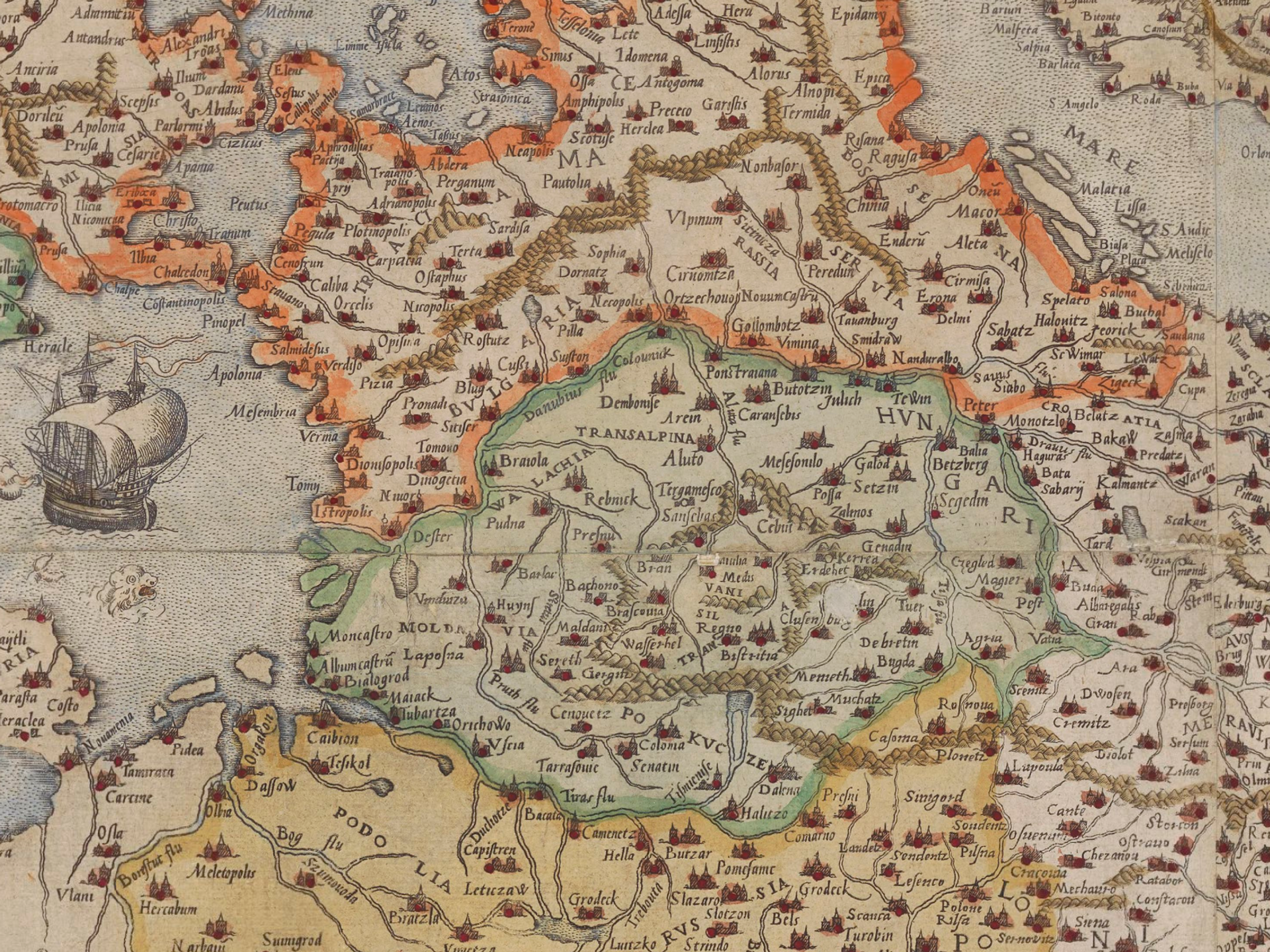 Карта Молдавии и соседних стран Б.Мусино. 16 век. - Sputnik Молдова, 1920, 08.08.2021