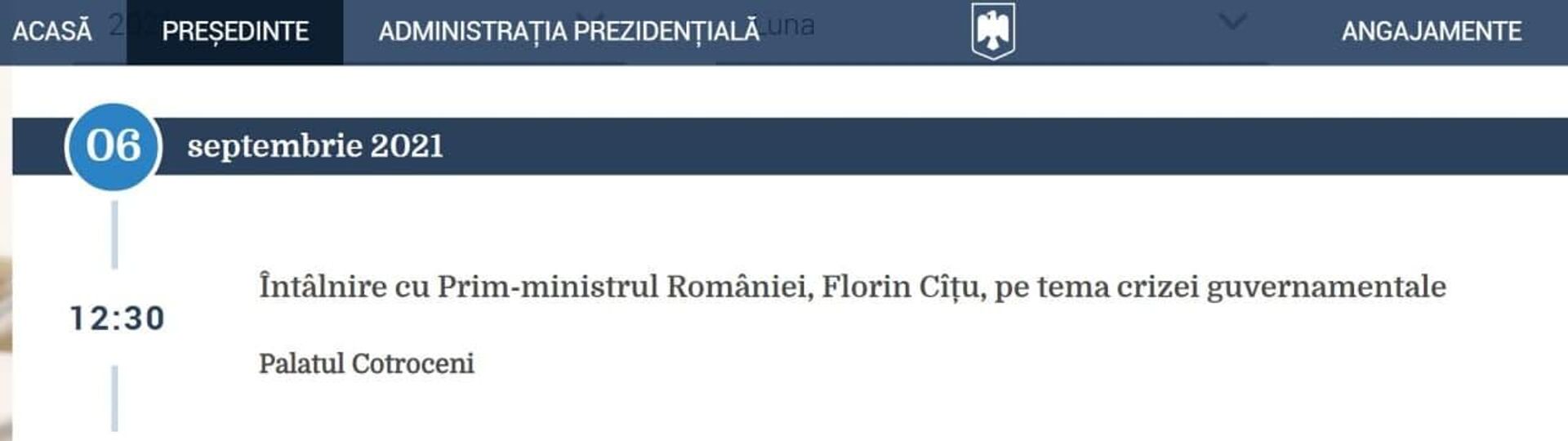 Agenda președintelui României - întâlnire cu Florin Cîțu - Sputnik Moldova-România, 1920, 06.09.2021