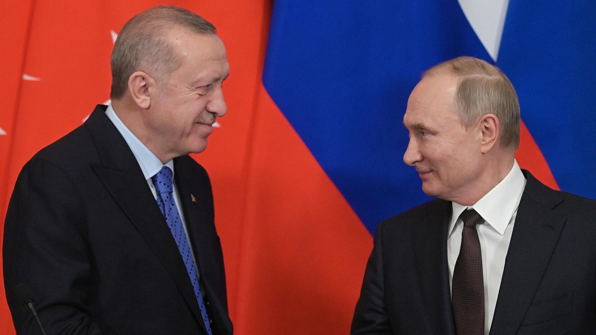 Президент РФ В. Путин встретился с президентом Турции Р. Эрдоганом - Sputnik Moldova, 1920, 07.10.2021