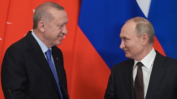 Президент РФ В. Путин и президент Турции Р. Эрдоган - Sputnik Молдова