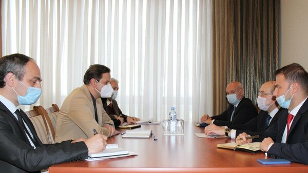 Viceprim-ministrului moldovean Vlad Kulminski și reprezentantul special al Federației Ruse în procesul de negocieri privind reglementarea transnistreană, Vitalii Treapițîn - Sputnik Moldova
