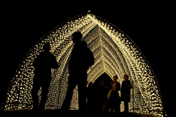 Oameni în vizită la expoziția Lightscape, cu peste un milion de lumini, la Grădina Botanică din Brooklyn - Sputnik Moldova