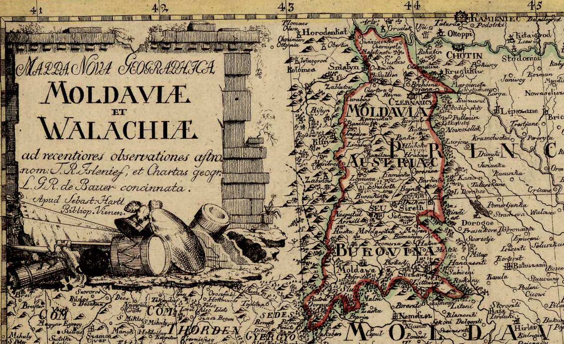 Буковина на карте Бауэра. 18 век. - Sputnik Молдова, 1920, 04.12.2021