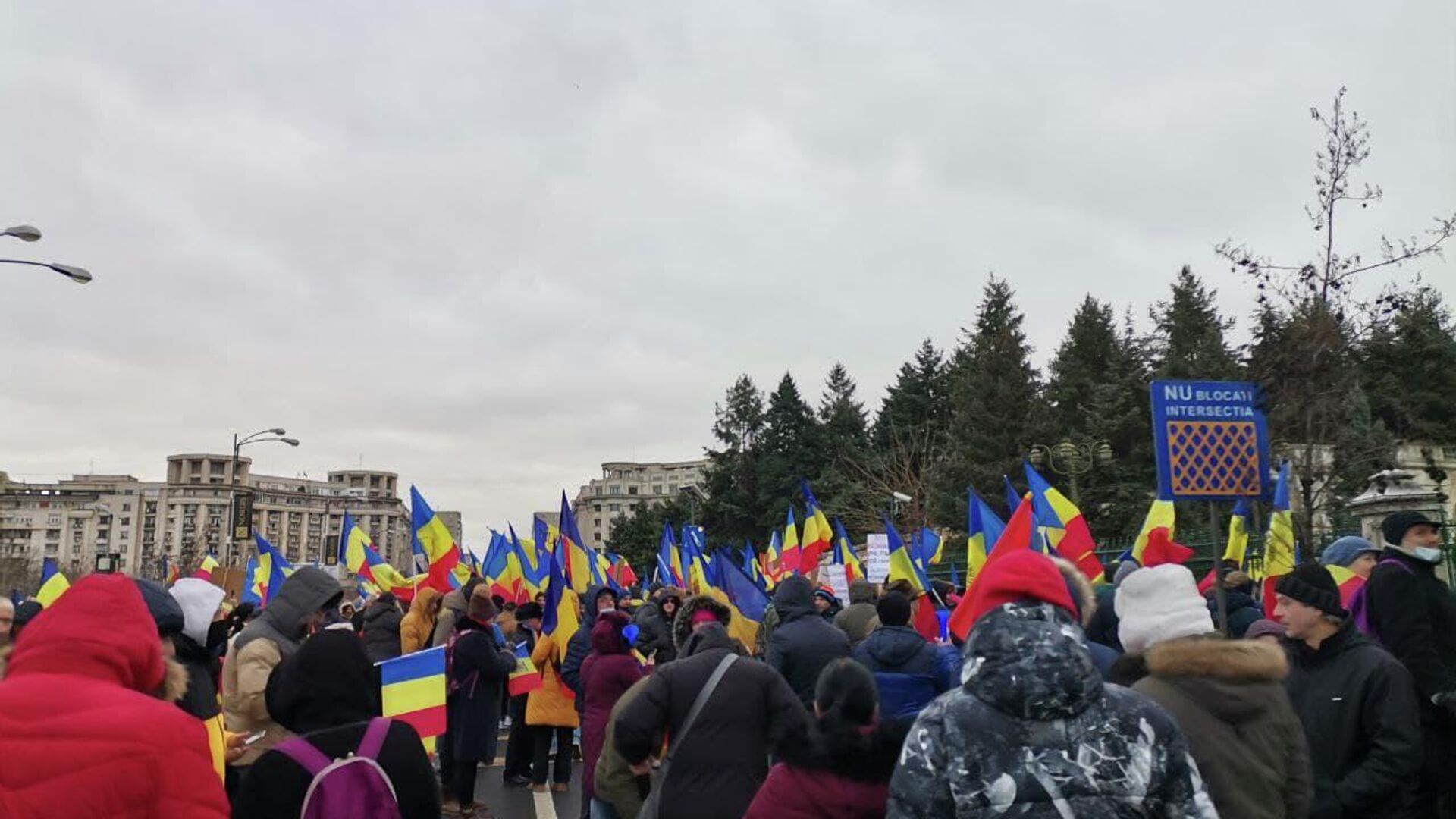 Proteste la Bucuresti impotriva certificatului verde obligatoriu - Sputnik Moldova-România, 1920, 21.12.2021
