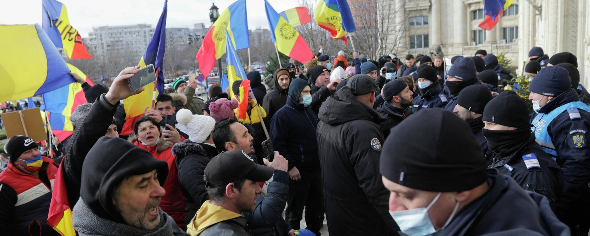 Proteste la Bucuresti impotriva certificatului verde obligatoriu - Sputnik Moldova-România, 1920, 21.12.2021